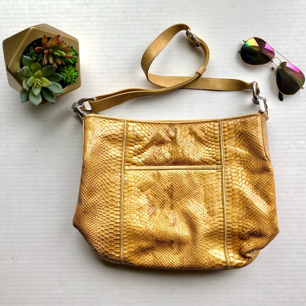 Brighton Yellow Faux Python Leather Crossbody - image 1